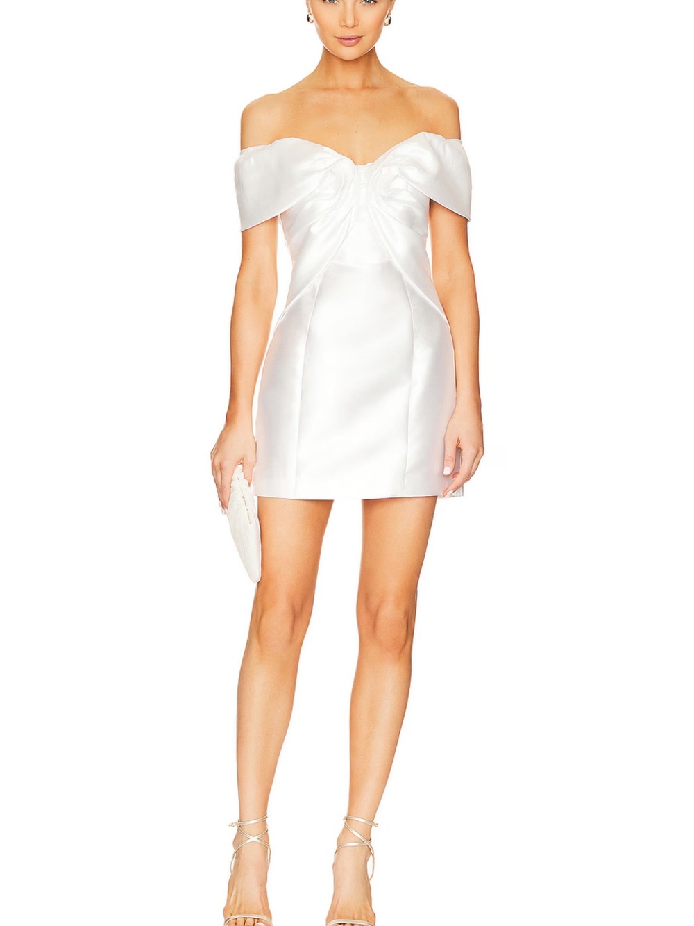 Elliatt Off-Shoulder White Satin Mini Dress